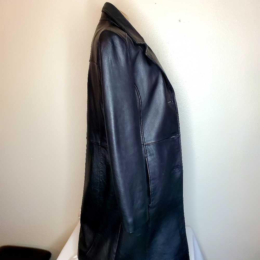 Katina Couture knee length soft leather coat M - Picture 6 of 9